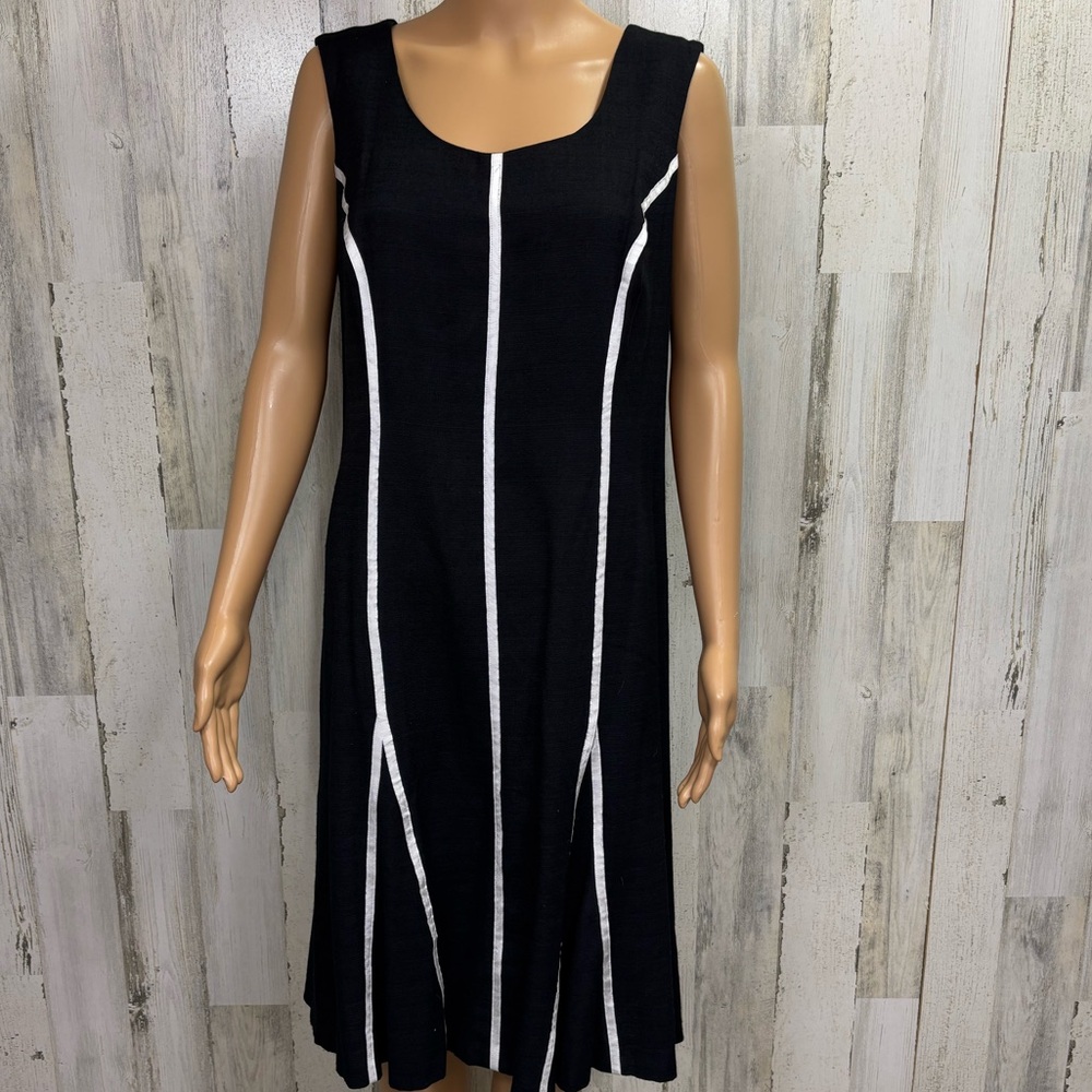 Dana Kay Plus Size Elegant Black and White Sleeveless Dress